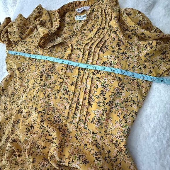Nanette Lepore Womens Floral Yellow Dress Size 10, 3/4 Sleeve Made In China - Picture 8 of 12